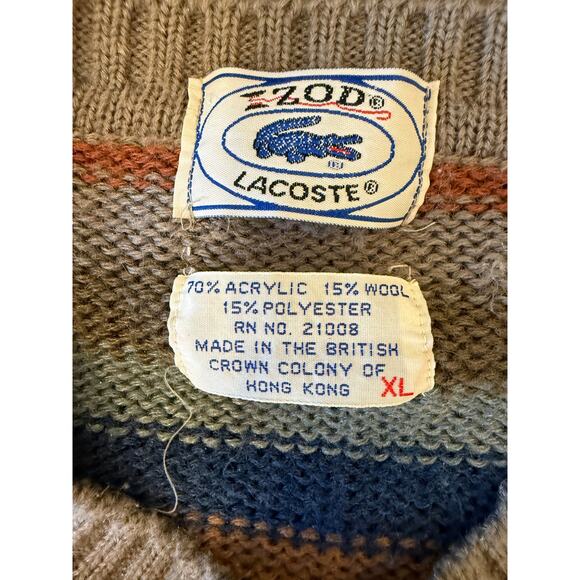 Vintage LACOSTE IZOD Striped Wool Blend Sweater Top Men size XL - Picture 4 of 7